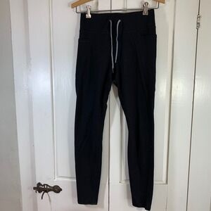 Yogalicious Black High Waist Leggings Pockets‎ Drawstring Size XS READ